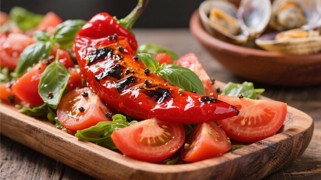 roasted peppers and tomatoes