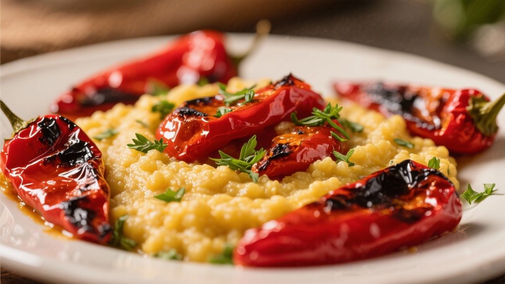 roasted peppers enhance grits