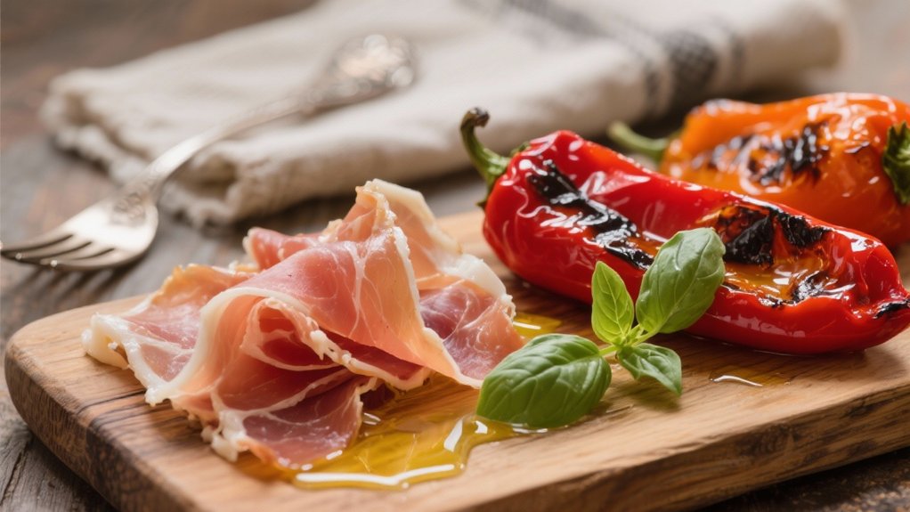 roasted peppers with prosciutto