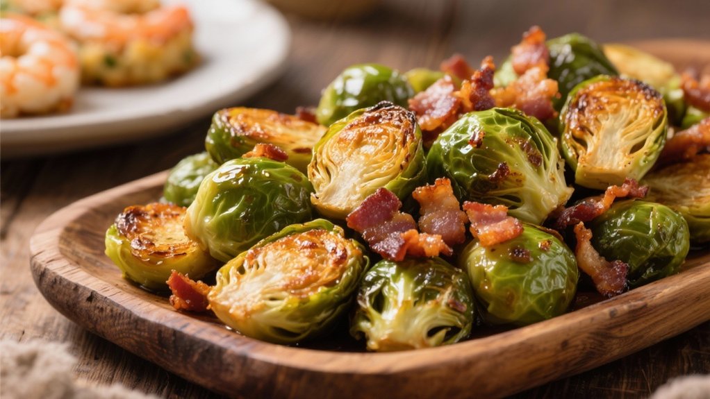 roasted sprouts with crispy bacon