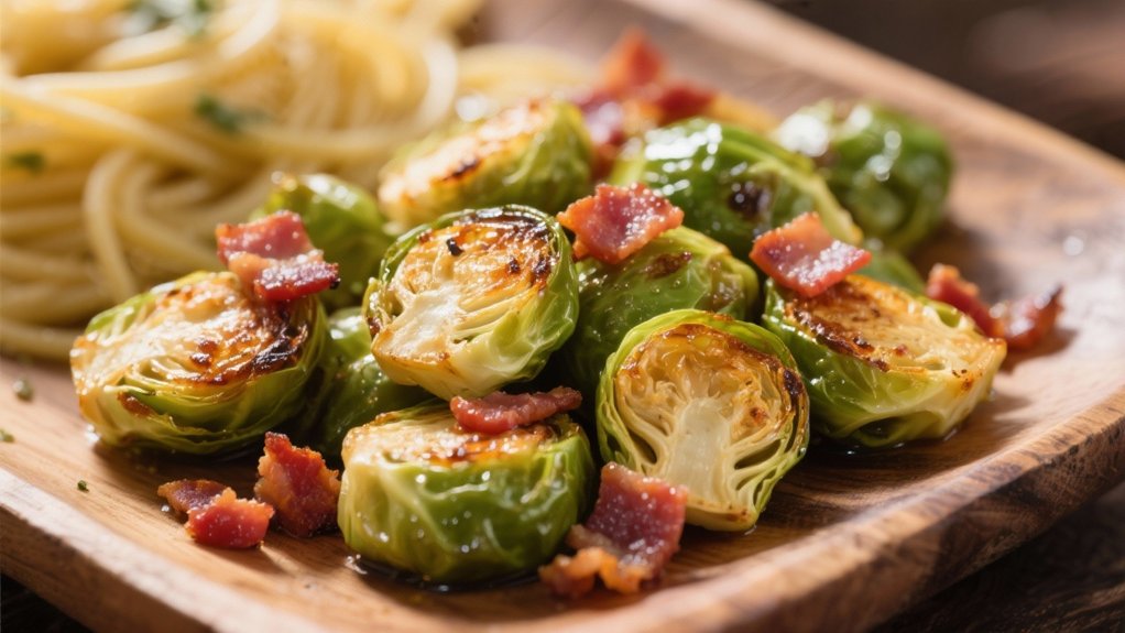 roasted sprouts with pancetta