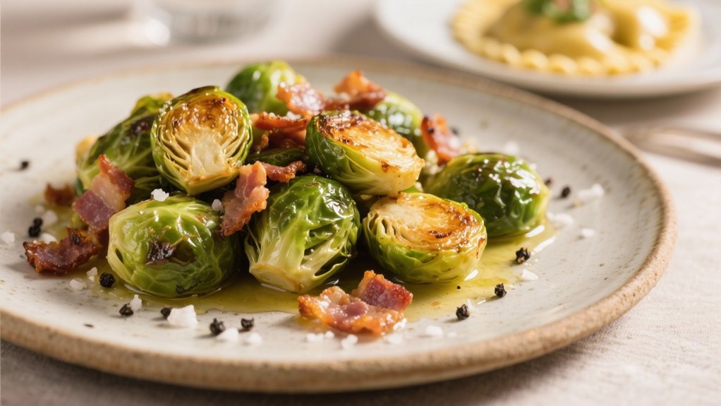 roasted sprouts with pancetta