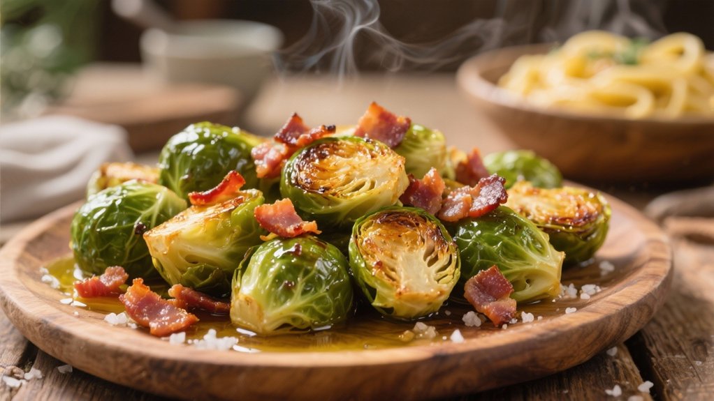 roasted sprouts with pancetta