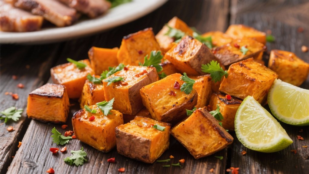 roasted sweet potatoes and lime