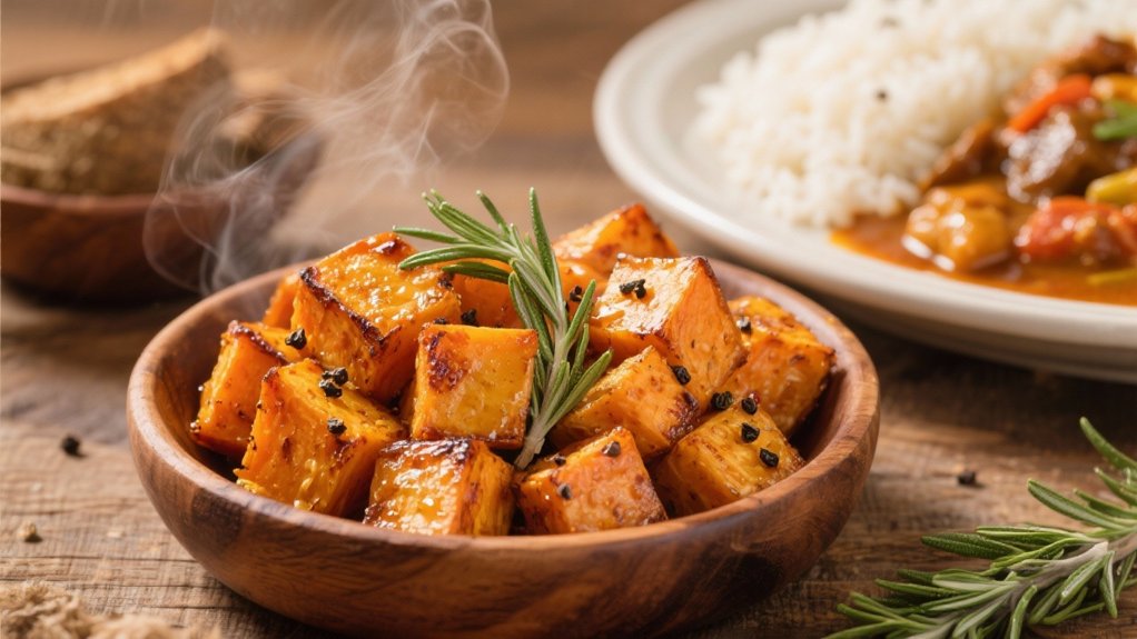roasted sweet potatoes complement gumbo