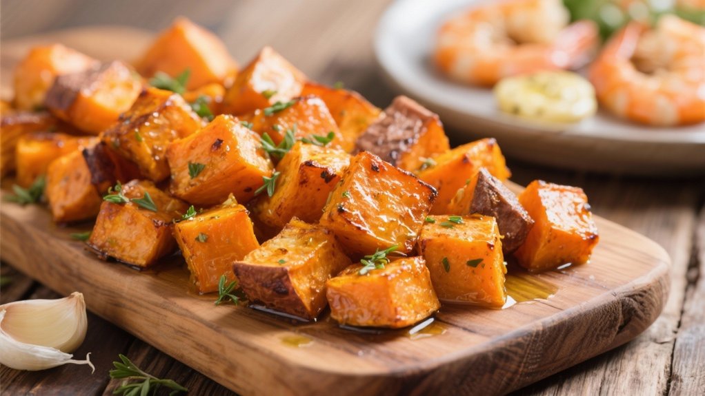 roasted sweet potatoes with shrimp