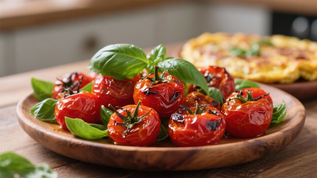 roasted tomatoes with basil