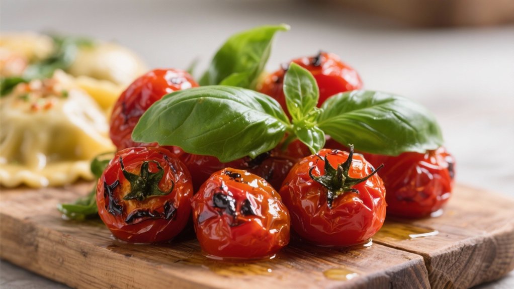 roasted tomatoes with basil