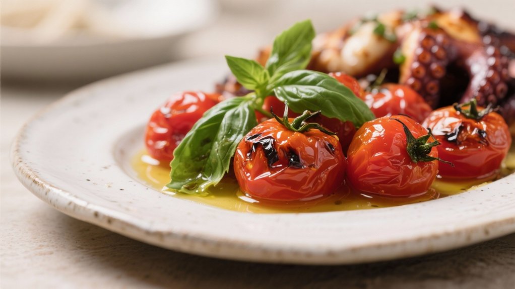 roasted tomatoes with basil