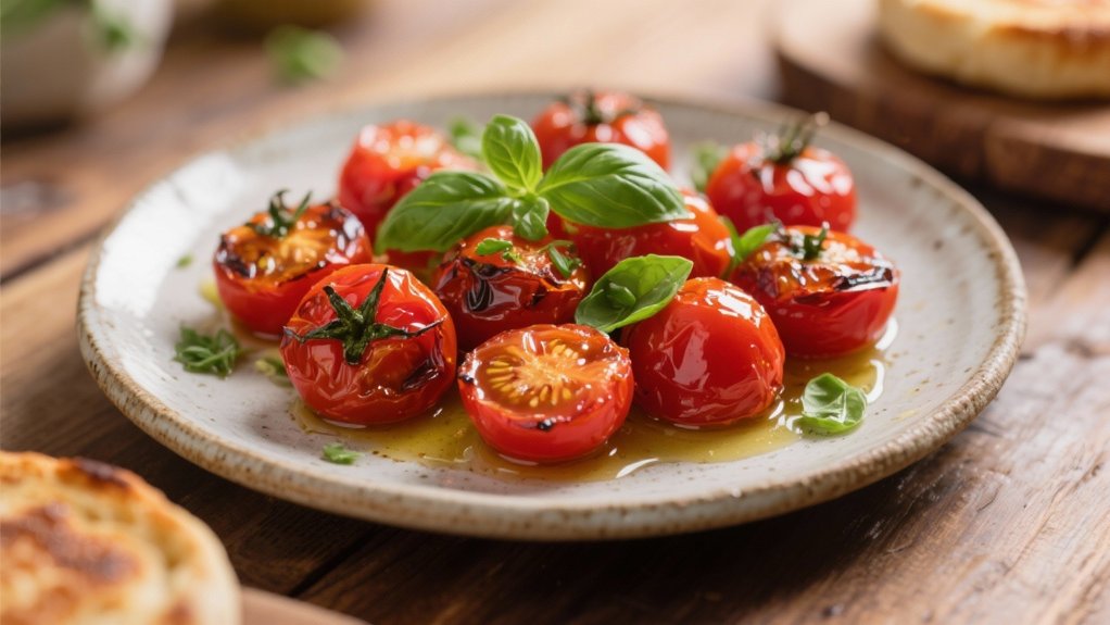 roasted tomatoes with basil