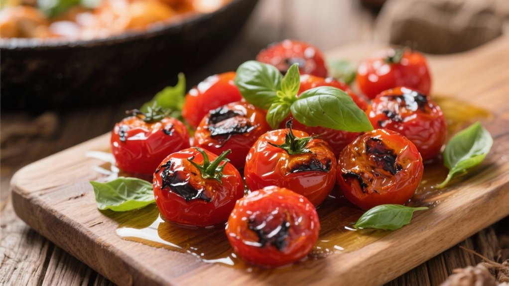 roasted tomatoes with basil