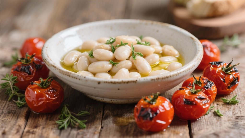 roasted tomatoes with white beans