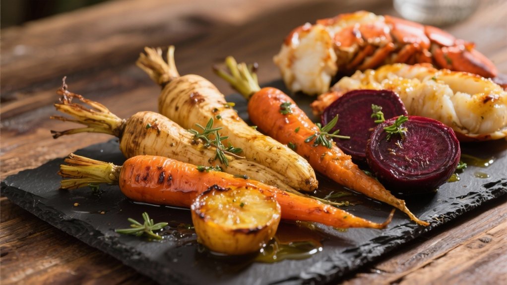 roasted vegetables complement lobster