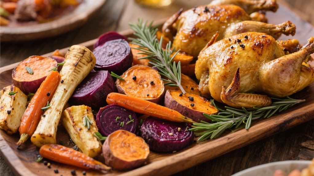 roasted vegetables complement poultry