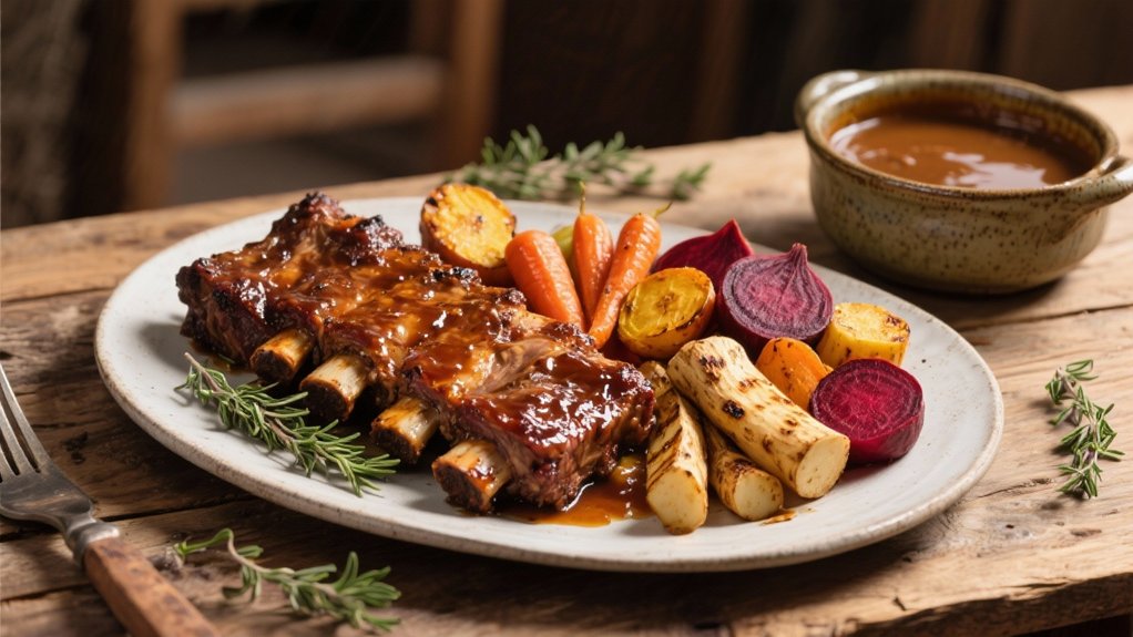 roasted vegetables complement short ribs