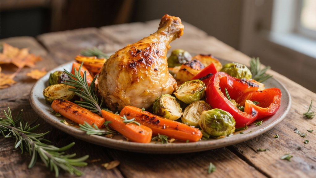 roasted vegetables enhance chicken dinner