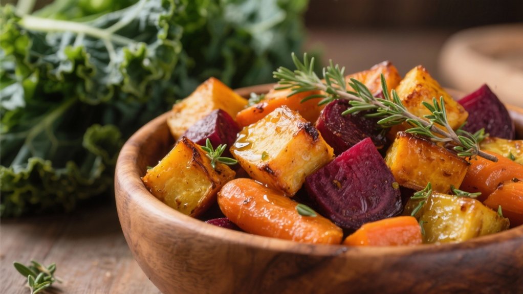 roasted vegetables enhance kale