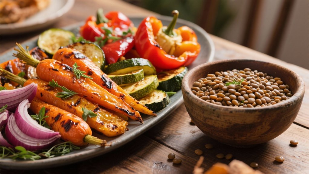 roasted vegetables enhance lentils