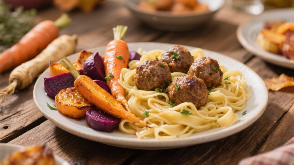 roasted vegetables enhance meatballs