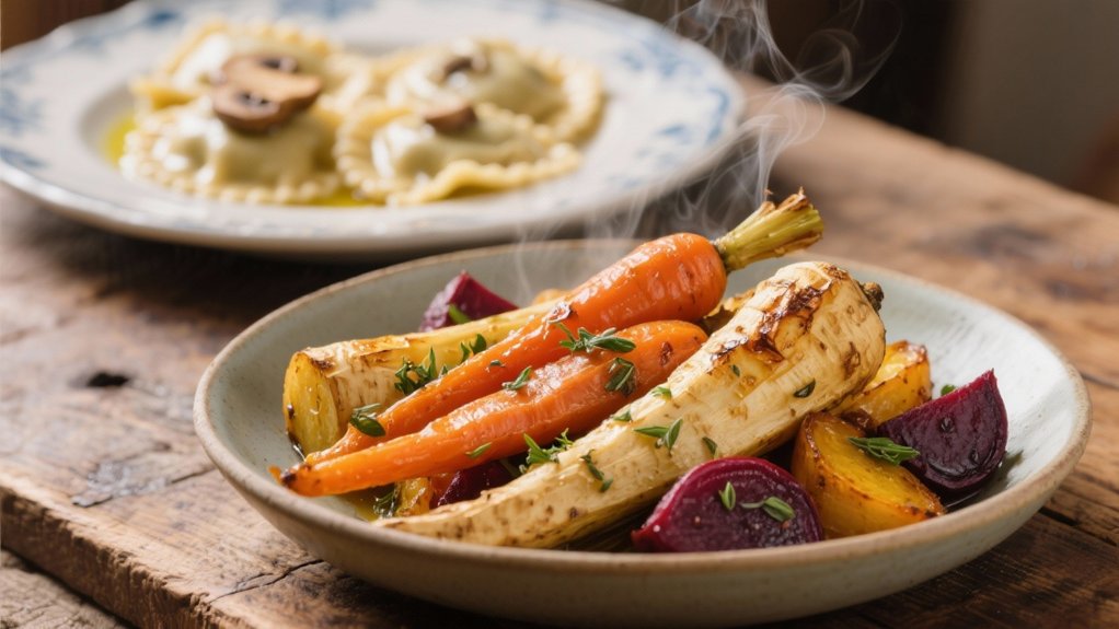 roasted vegetables enhance ravioli