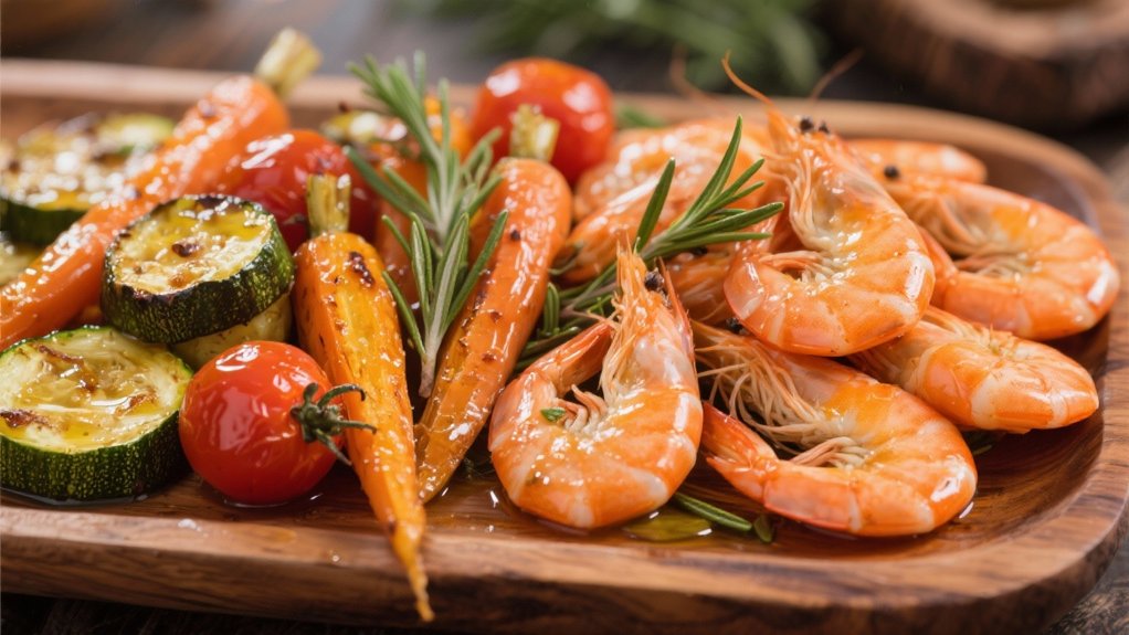 roasted vegetables enhance shrimp