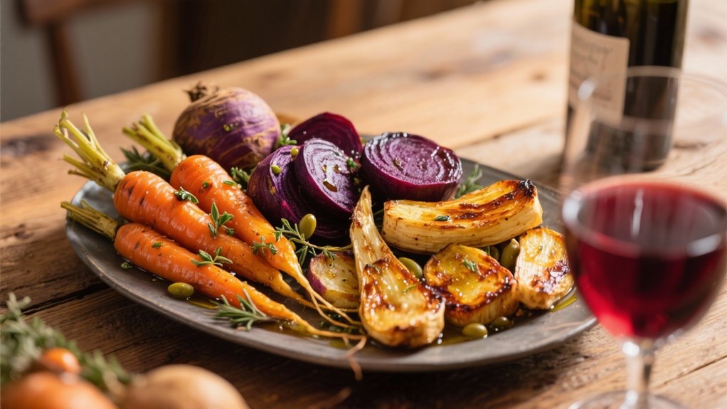 roasted vegetables enhance wine