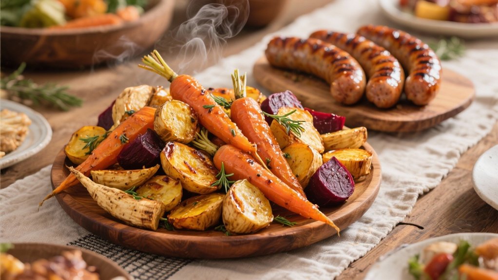 roasted vegetables for sausage