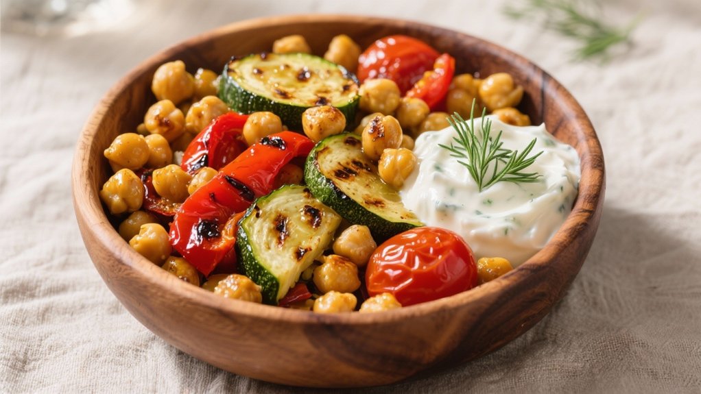 roasted veggie chickpea bowl