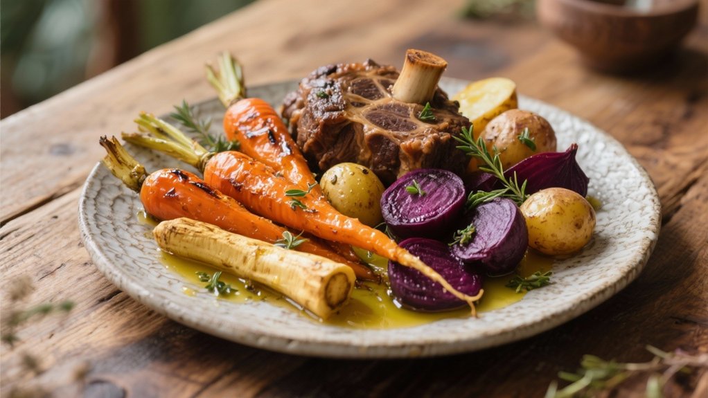 roasted veggies complement osso buco