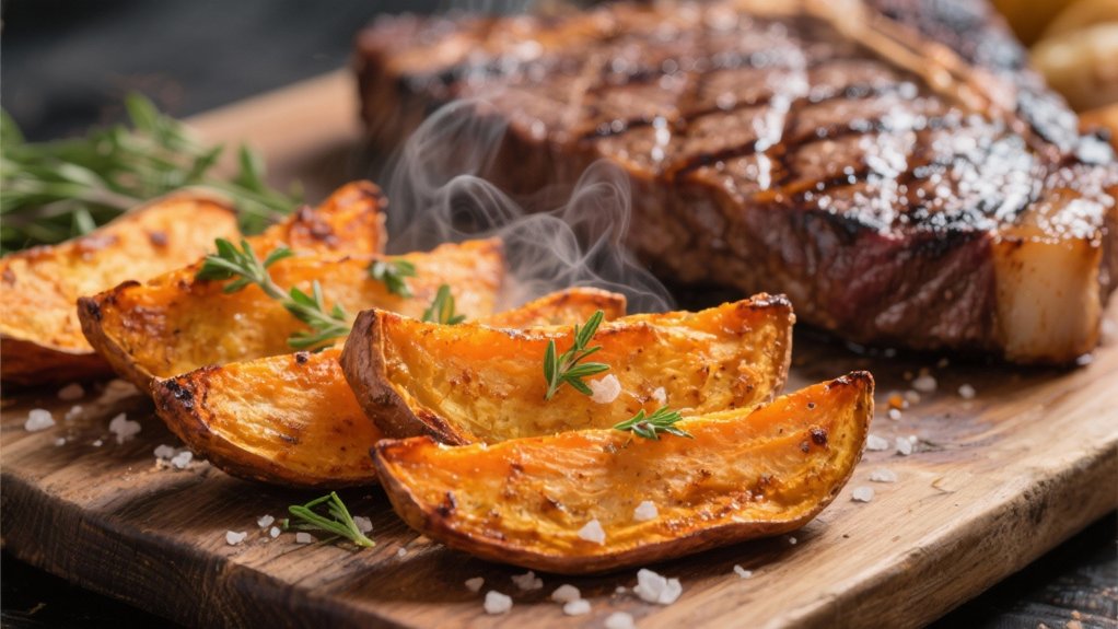roasted wedges complement steak
