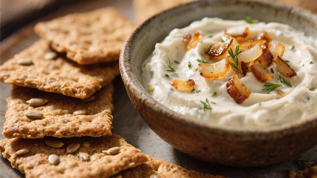 rye crackers enhance onion dip