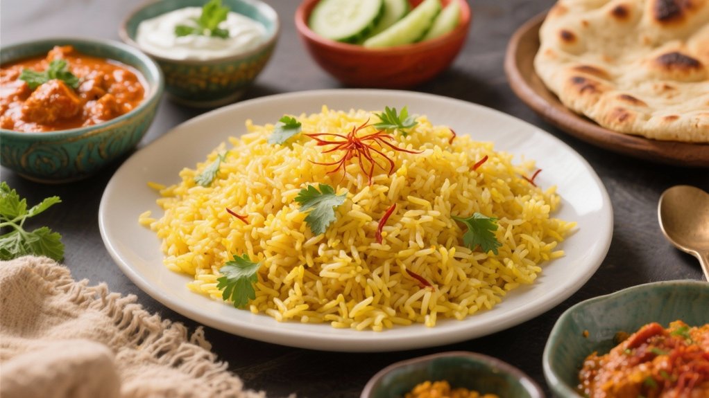 saffron rice enhances tikka