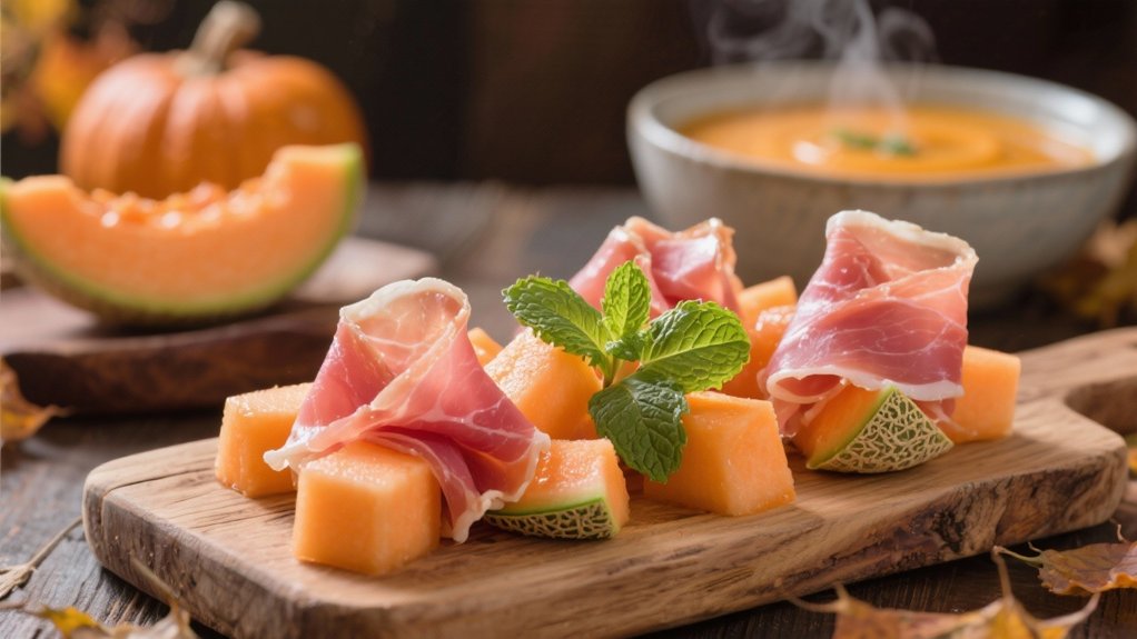 salty sweet prosciutto melon bites