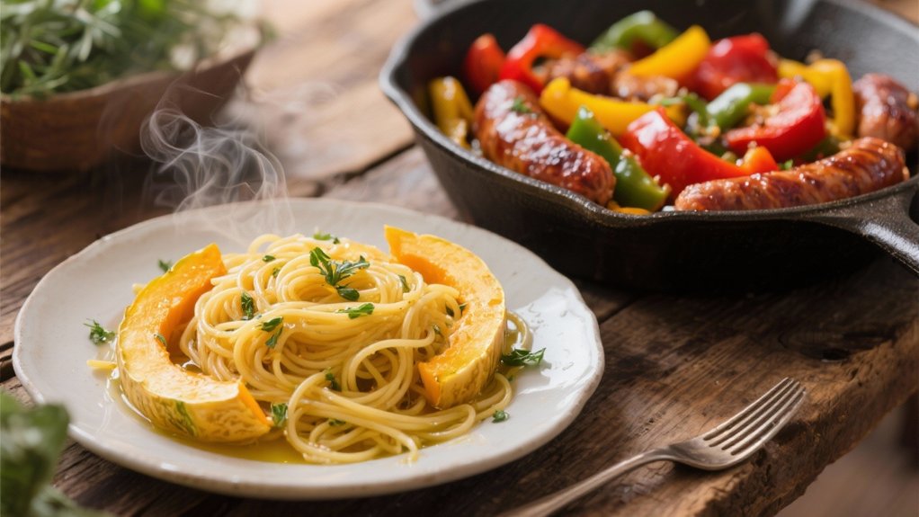sausage peppers squash balance