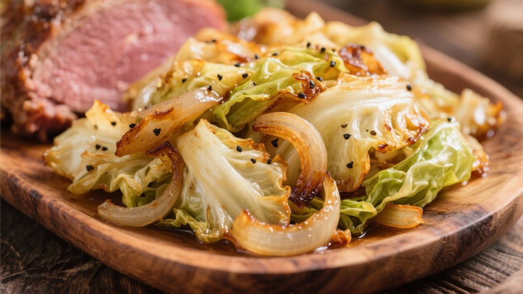 saut ed cabbage complements corned beef