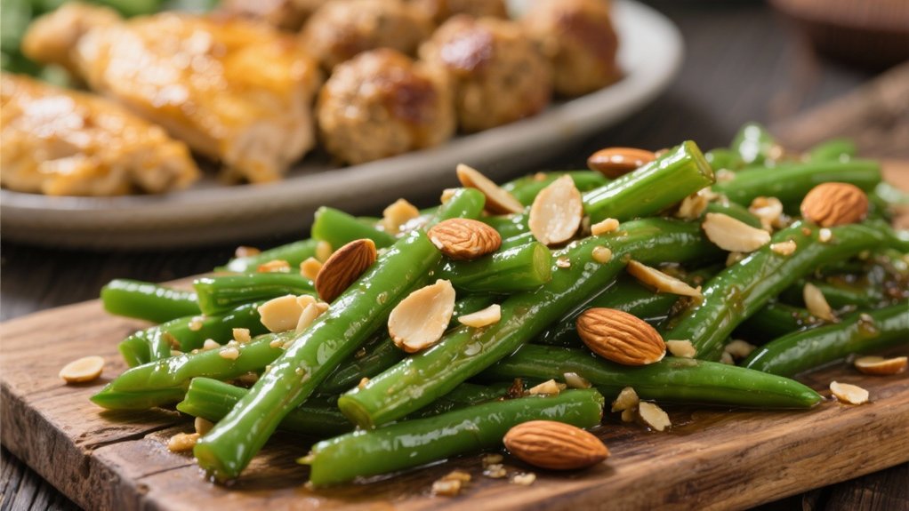 saut ed green beans with almonds