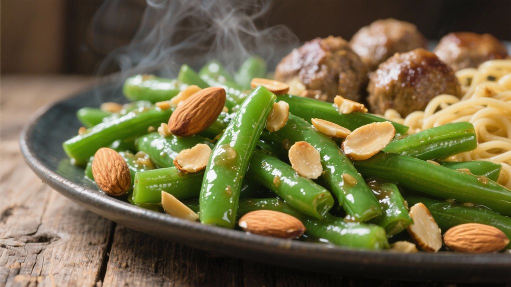 saut ed green beans with almonds