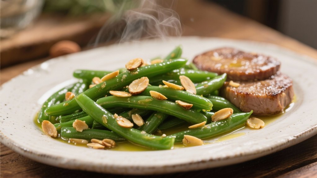 saut ed green beans with almonds