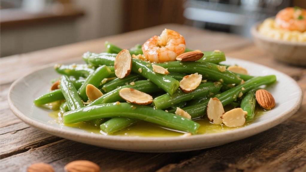 saut ed green beans with almonds