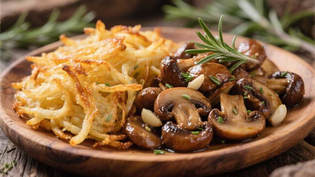 saut ed mushrooms enhance hash browns