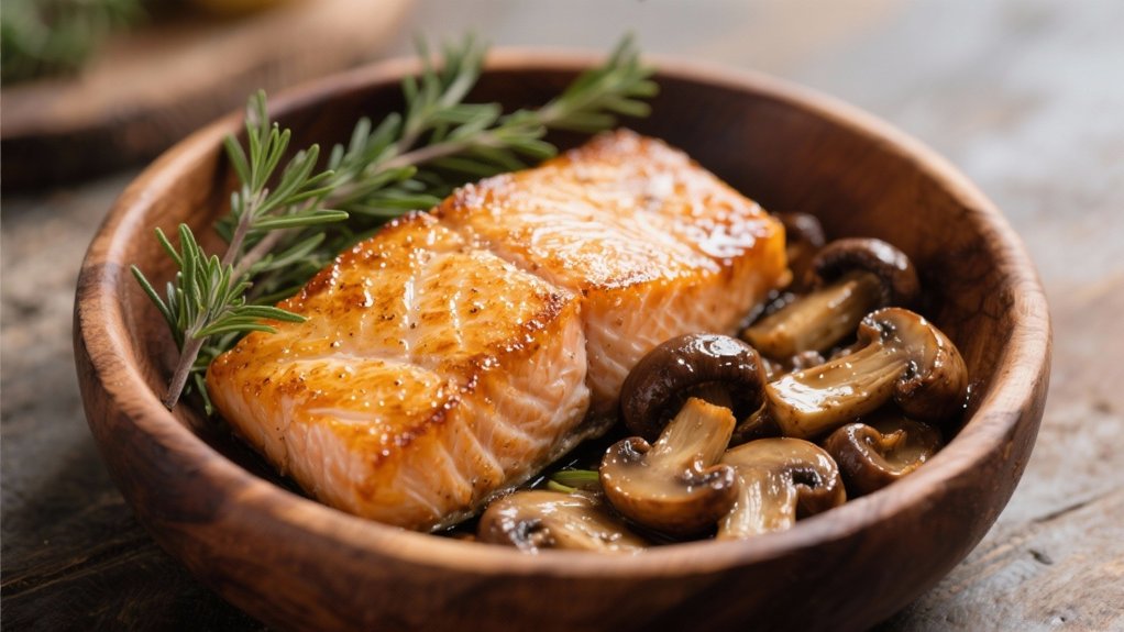 saut ed mushrooms enhance salmon