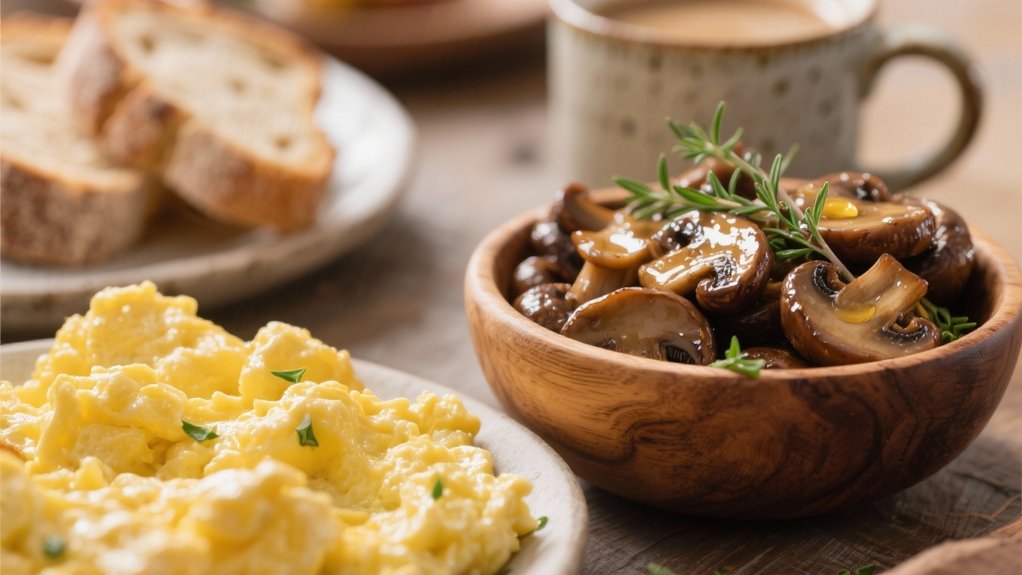 saut ed mushrooms with eggs