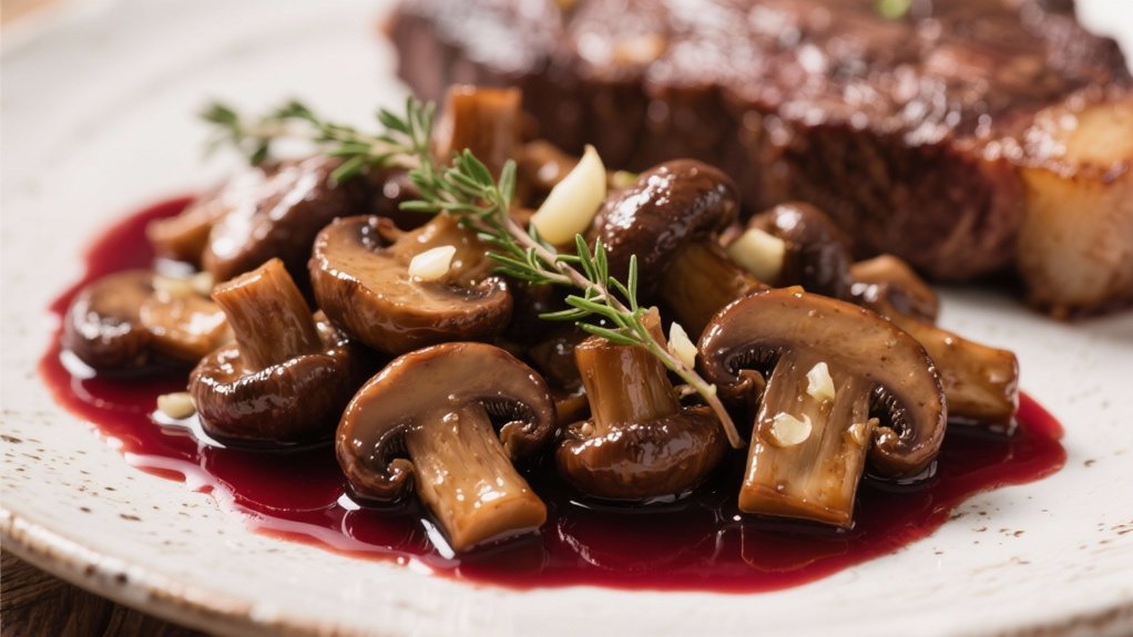 saut ed mushrooms with red wine