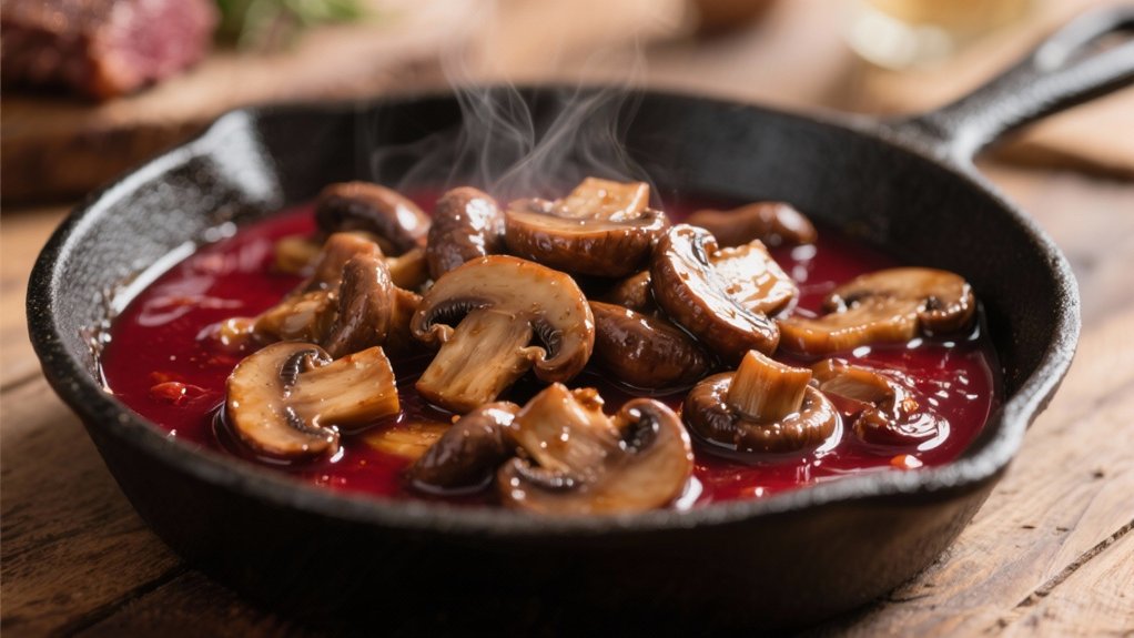 saut ed mushrooms with red wine