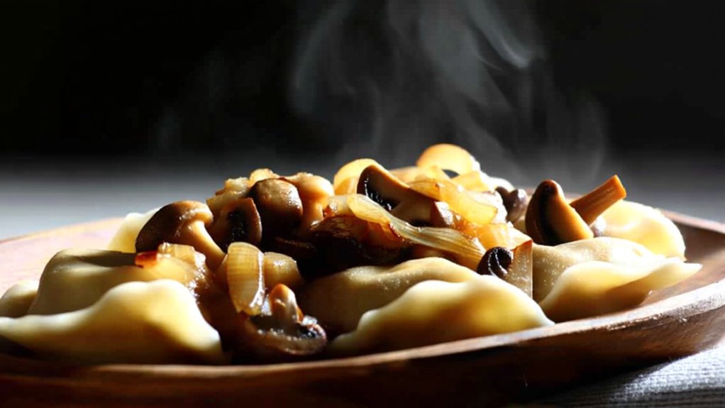 saut ed onions enhance perogies