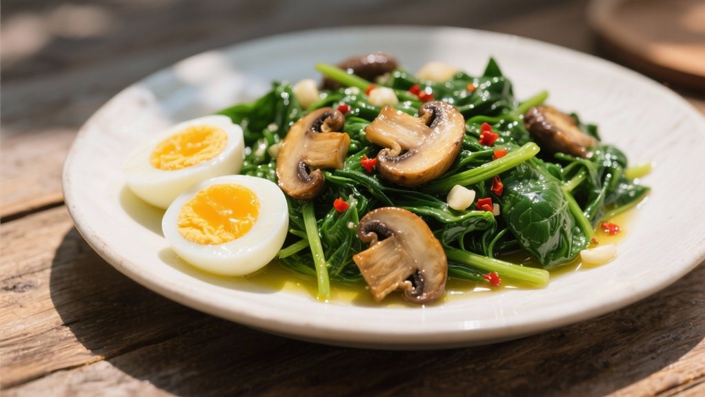 saut ed spinach and mushrooms