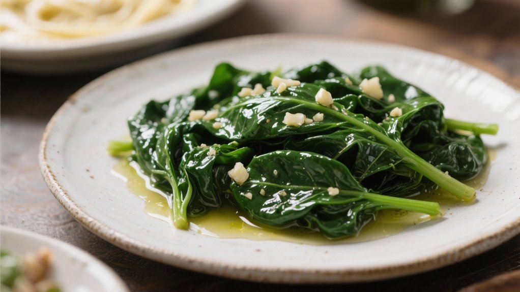 saut ed spinach complements alfredo