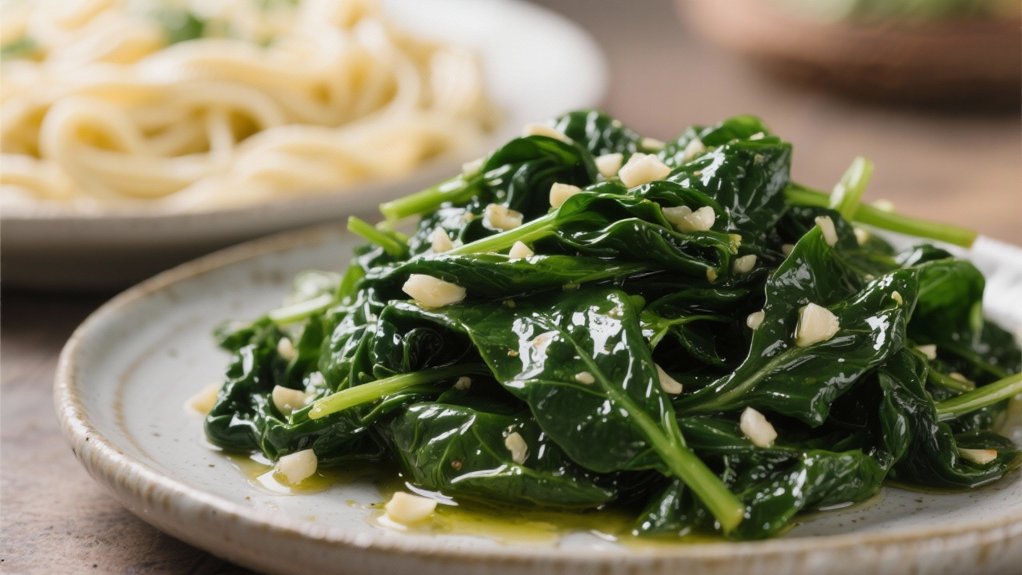 saut ed spinach complements alfredo