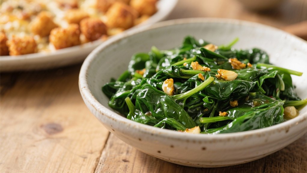 saut ed spinach complements casseroles