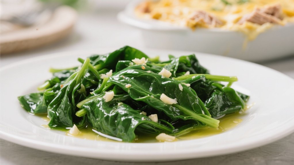 saut ed spinach complements casseroles